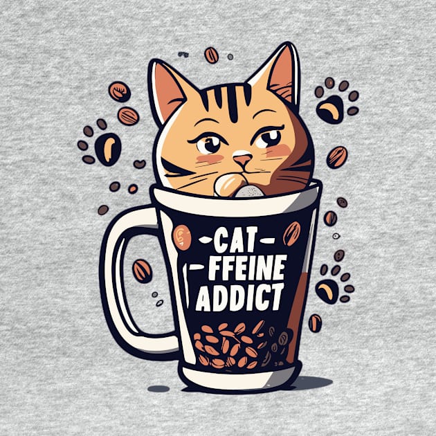 Cat-ffeine  Addict by T-Shirt Sculptor